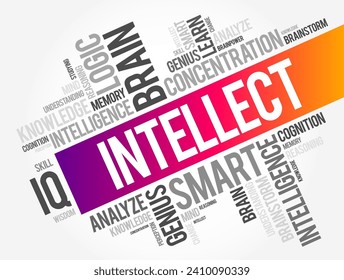 Intellect - the faculty of reasoning and understanding objectively, especially with regard to abstract matters, word cloud concept background