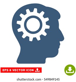 Intellect Gear EPS vector icon. Illustration style is flat iconic blue symbol on white background.