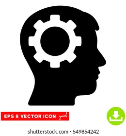 Intellect Gear EPS vector icon. Illustration style is flat iconic black symbol on white background.