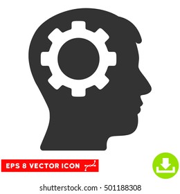 Intellect Gear EPS vector pictogram. Illustration style is flat iconic gray symbol on white background.