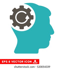 Intellect Gear Rotation EPS vector pictograph. Illustration style is flat iconic bicolor grey and cyan symbol on white background.