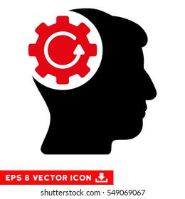 Intellect Gear Rotation EPS vector pictograph. Illustration style is flat iconic bicolor intensive red and black symbol on white background.