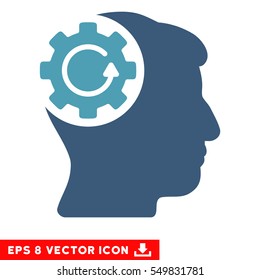 Intellect Gear Rotation EPS vector icon. Illustration style is flat iconic bicolor cyan and blue symbol on white background.