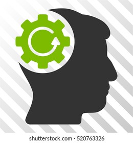 Intellect Gear Rotation vector icon. Illustration style is flat iconic bicolor eco green and gray symbol on a hatch transparent background.