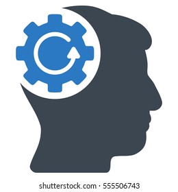 Intellect Gear Rotation vector icon. Style is flat graphic bicolor symbol, smooth blue colors, white background.