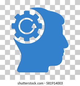Intellect Gear Rotation vector icon. Illustration style is a flat iconic cobalt symbol on a transparent background.