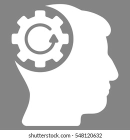Intellect Gear Rotation vector pictogram. Style is flat graphic symbol, white color, gray background.