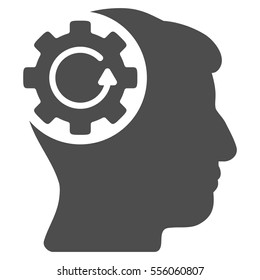 Intellect Gear Rotation vector pictograph. Style is flat graphic symbol, gray color, white background.