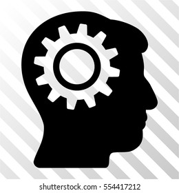 Intellect Gear vector icon. Illustration style is flat iconic black symbol on a hatch transparent background.