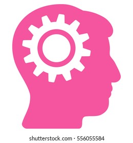 Intellect Gear vector pictogram. Style is flat graphic symbol, pink color, white background.