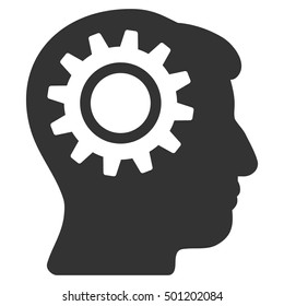 Intellect Gear vector pictograph. Style is flat graphic symbol, gray color, white background.