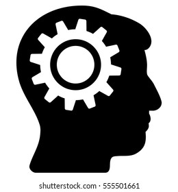 Intellect Gear vector pictograph. Style is flat graphic symbol, black color, white background.