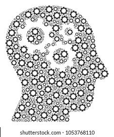 Intellect Gears composition of cog wheels. Vector cog wheel elements are grouped into intellect gears mosaic.