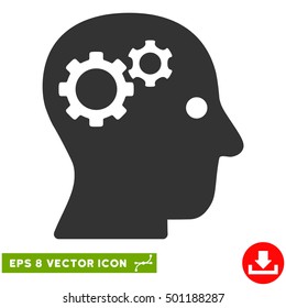 Intellect Gears EPS vector icon. Illustration style is flat iconic gray symbol on white background.