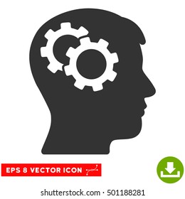 Intellect Gears EPS vector pictogram. Illustration style is flat iconic gray symbol on white background.