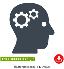 Intellect Gears EPS vector pictogram. Illustration style is flat iconic smooth blue symbol on white background.