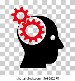 Intellect Gears icon. Vector illustration style is flat iconic bicolor symbol, intensive red and black colors, transparent background. Designed for web and software interfaces.