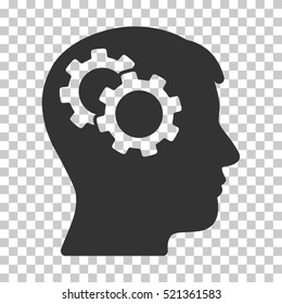 Intellect Gears icon. Vector pictogram style is a flat symbol, gray color, chess transparent background. Designed for software and web interface toolbars and menus.
