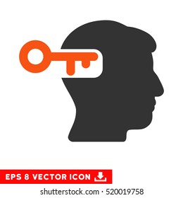 Intellect Key EPS vector icon. Illustration style is flat iconic bicolor orange and gray symbol on white background.