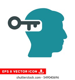 Intellect Key EPS vector icon. Illustration style is flat iconic bicolor soft blue symbol on white background.