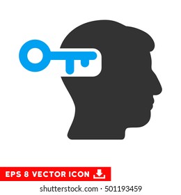 Intellect Key EPS vector pictogram. Illustration style is flat iconic bicolor blue and gray symbol on white background.