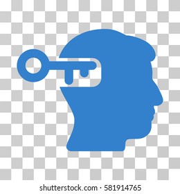 Intellect Key vector icon. Illustration style is a flat iconic cobalt symbol on a transparent background.