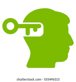 Intellect Key vector pictogram. Style is flat graphic symbol, eco green color, white background.