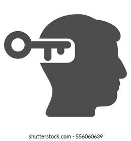 Intellect Key vector pictogram. Style is flat graphic symbol, gray color, white background.