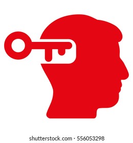 Intellect Key vector pictograph. Style is flat graphic symbol, red color, white background.