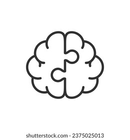 Intellect, logic linear icon. The puzzle brain. Line with editable stroke