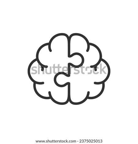 Intellect, logic linear icon. The puzzle brain. Line with editable stroke