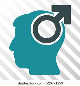 Intellect Potency vector pictograph. Illustration style is flat iconic bicolor soft blue symbol on a hatched transparent background.