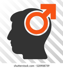 Intellect Potency vector pictograph. Illustration style is flat iconic bicolor orange and gray symbol on a hatch transparent background.