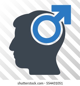 Intellect Potency vector pictograph. Illustration style is flat iconic bicolor smooth blue symbol on a hatch transparent background.