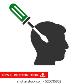 Intellect Screwdriver Tuning EPS vector pictogram. Illustration style is flat iconic bicolor green and gray symbol on white background.