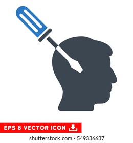 Intellect Screwdriver Tuning EPS vector pictogram. Illustration style is flat iconic bicolor smooth blue symbol on white background.