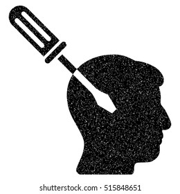 Intellect Screwdriver Tuning grainy textured icon for overlay watermark stamps. Flat symbol with scratched texture. Dotted vector black ink rubber seal stamp with grunge design on a white background.