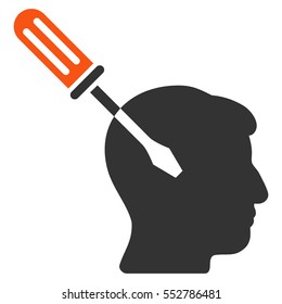 Intellect Screwdriver Tuning vector pictogram. Style is flat graphic bicolor symbol, orange and gray colors, white background.