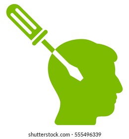 Intellect Screwdriver Tuning vector pictograph. Style is flat graphic symbol, eco green color, white background.
