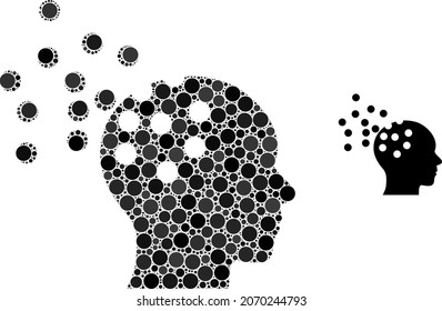 Intellect synthesis vector mosaic of circle dots in variable sizes and color shades. Circle dots are composed into intellect synthesis vector composition. Abstract vector illustration.