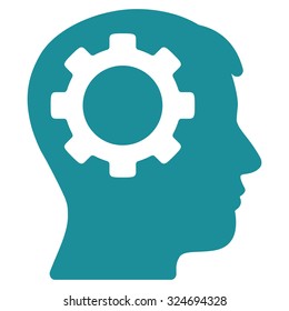 Intellect vector icon. Style is flat symbol, soft blue color, rounded angles, white background.