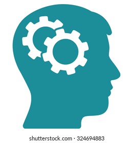 Intellect vector icon. Style is flat symbol, soft blue color, rounded angles, white background.