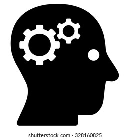 Intellect vector icon. Style is flat symbol, black color, rounded angles, white background.