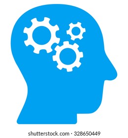 Intellect vector icon. Style is flat symbol, blue color, rounded angles, white background.