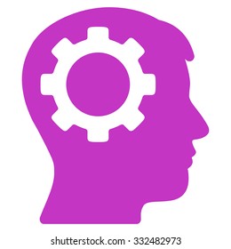 Intellect vector icon. Style is flat symbol, violet color, rounded angles, white background.