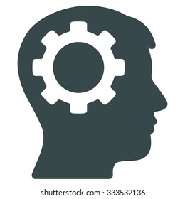 Intellect vector icon. Style is flat symbol, soft blue color, rounded angles, white background.