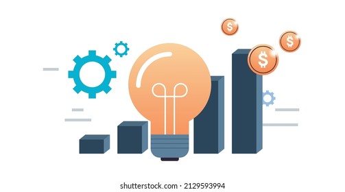 Intellectual capital and economic growth, financial graph, business strategy and planning flat vector illustration.