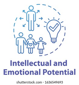 Intellectual and emotional potential concept icon. Live full life. Positive impact on others. Happy being idea thin line illustration. Vector isolated outline RGB color drawing