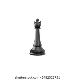 Intellectual game. Black Queen chess piece in 3D vector art. Outstanding protagonist of a strategy game, realistically presented against an isolated background.