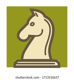 Intellectual game, chess isolated icon, horse figure vector. Pieces and chessboard, knight playing unit, hobby and entertainment. Competition or tournament, brain sport, logical moves strategy